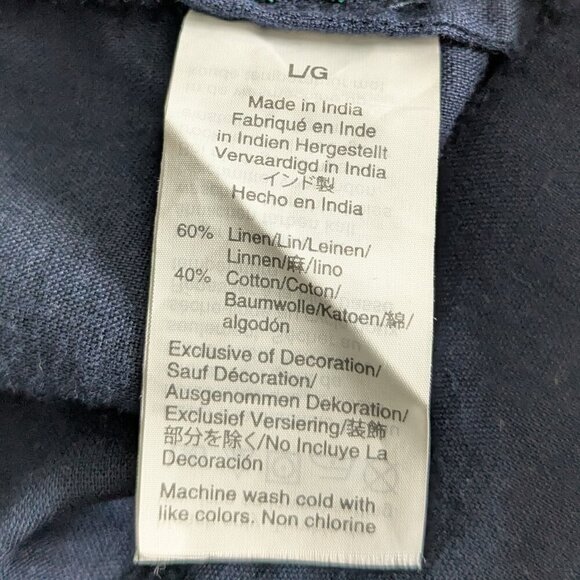 J. Crew Dress Large Blue Embroidered Beach Tunic Cover-up Tassels Linen-Blend - Picture 15 of 16